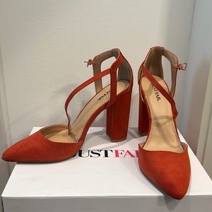 Orange Chunky Fall Heel - Never Worn - JustFab